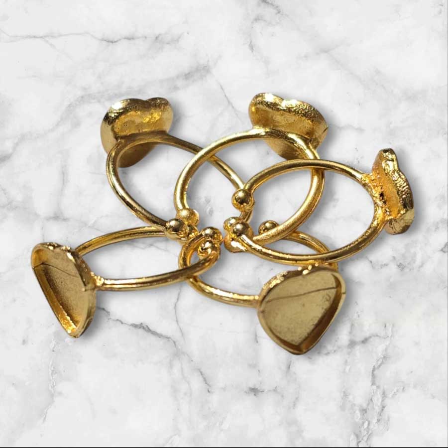 Ring Base Heart Pointed Golden 5pc for Resin Art (TR136) 2