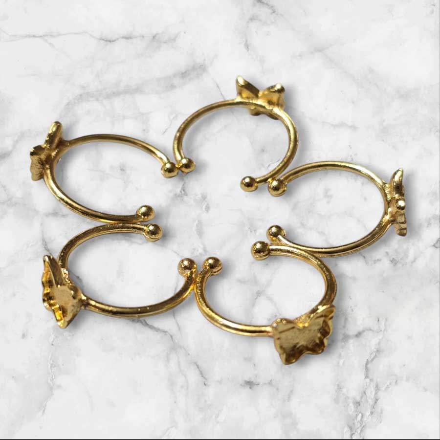 Ring Base Butterfly Pointed Golden 5pc for Resin Art (TR138) 2