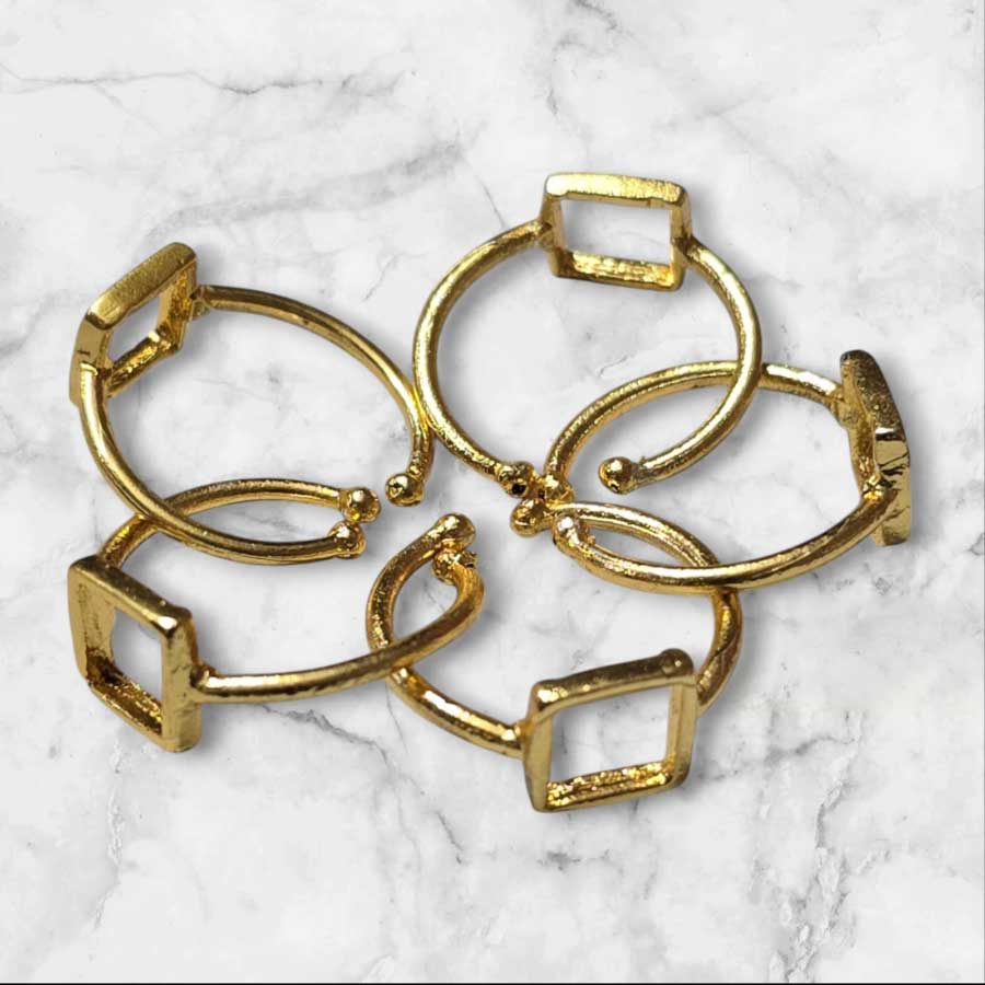 Ring Base Square Pointed Golden 5pc for Resin Art (TR141) 2