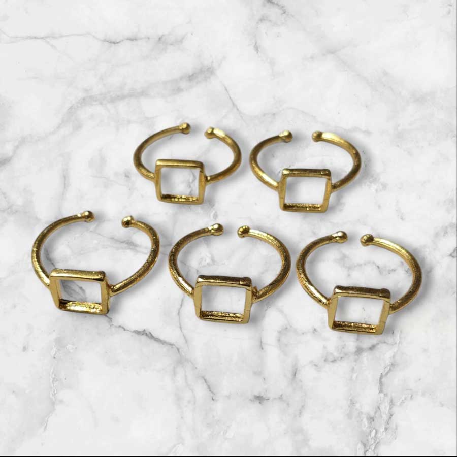 Ring Base Square Pointed Golden 5pc for Resin Art (TR141)