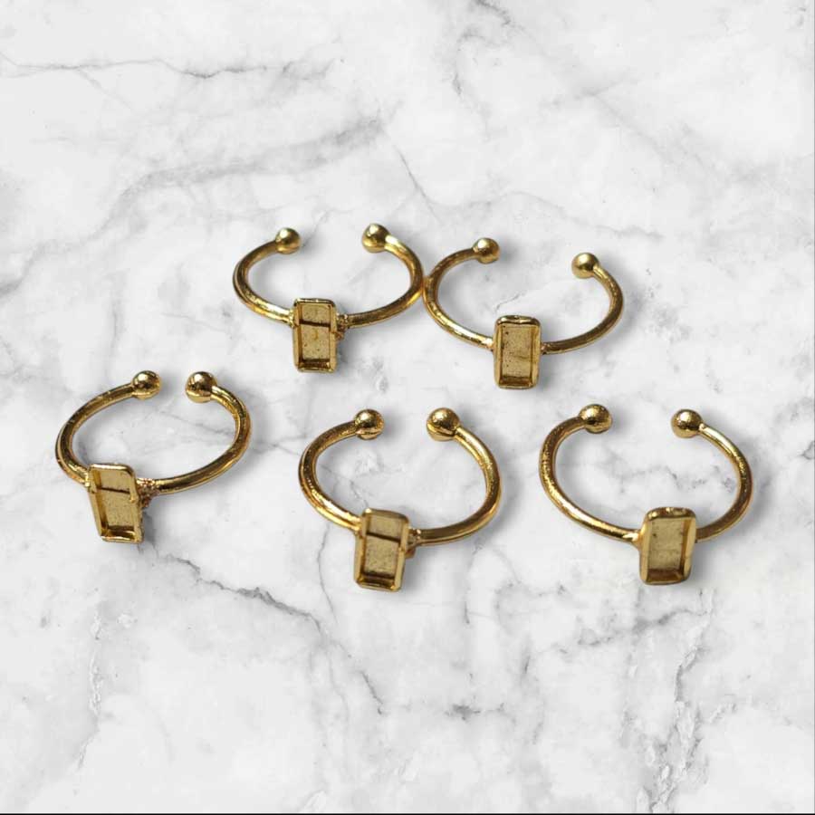Ring Base Rectangle Pointed Golden 5pc for Resin Art (TR142)