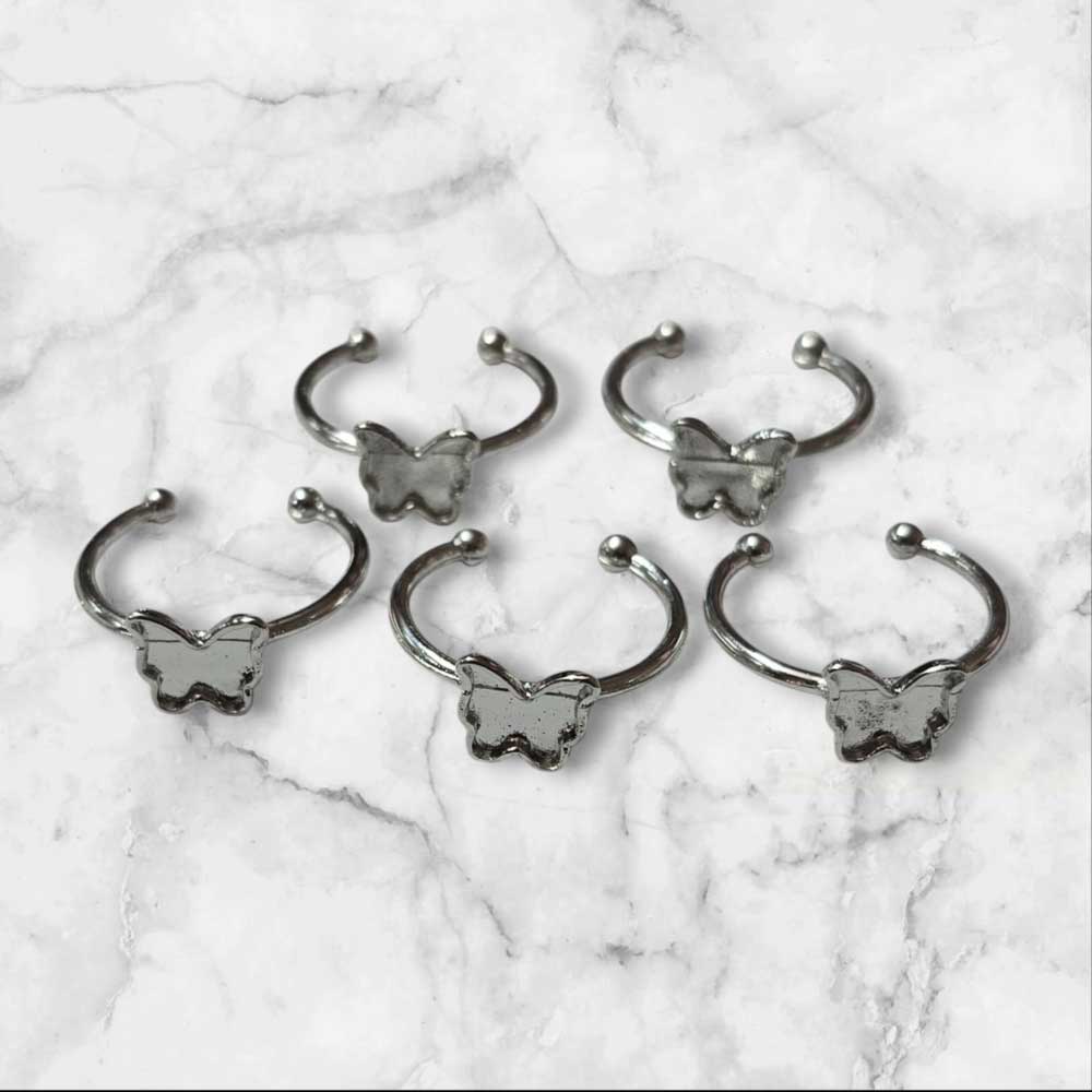 Ring Base Butterfly Pointed Silver 5pc for Resin Art (TR143)