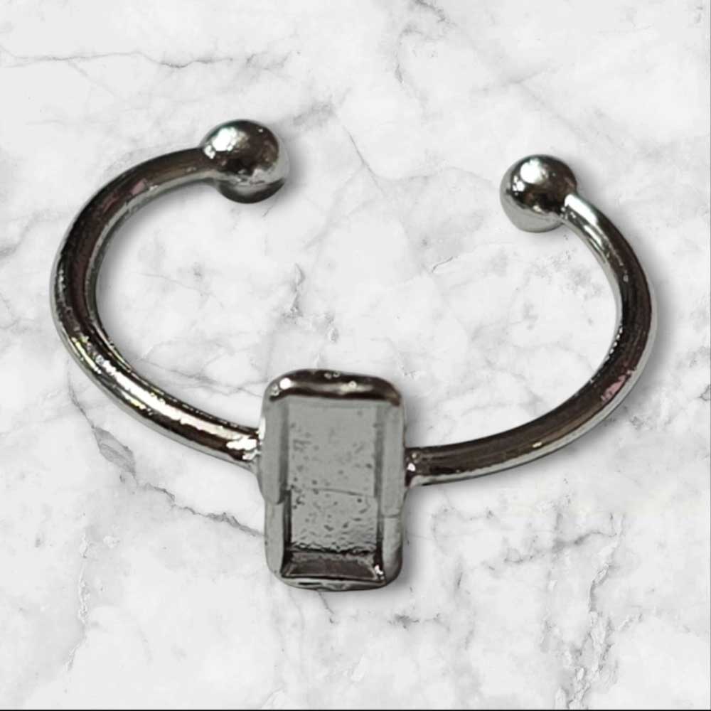 Ring Base Rectangle Pointed Silver 5pc for Resin Art (TR144) 3