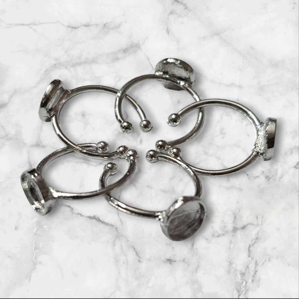 Ring Base Round Pointed Silver 5pc for Resin Art (TR145) 2