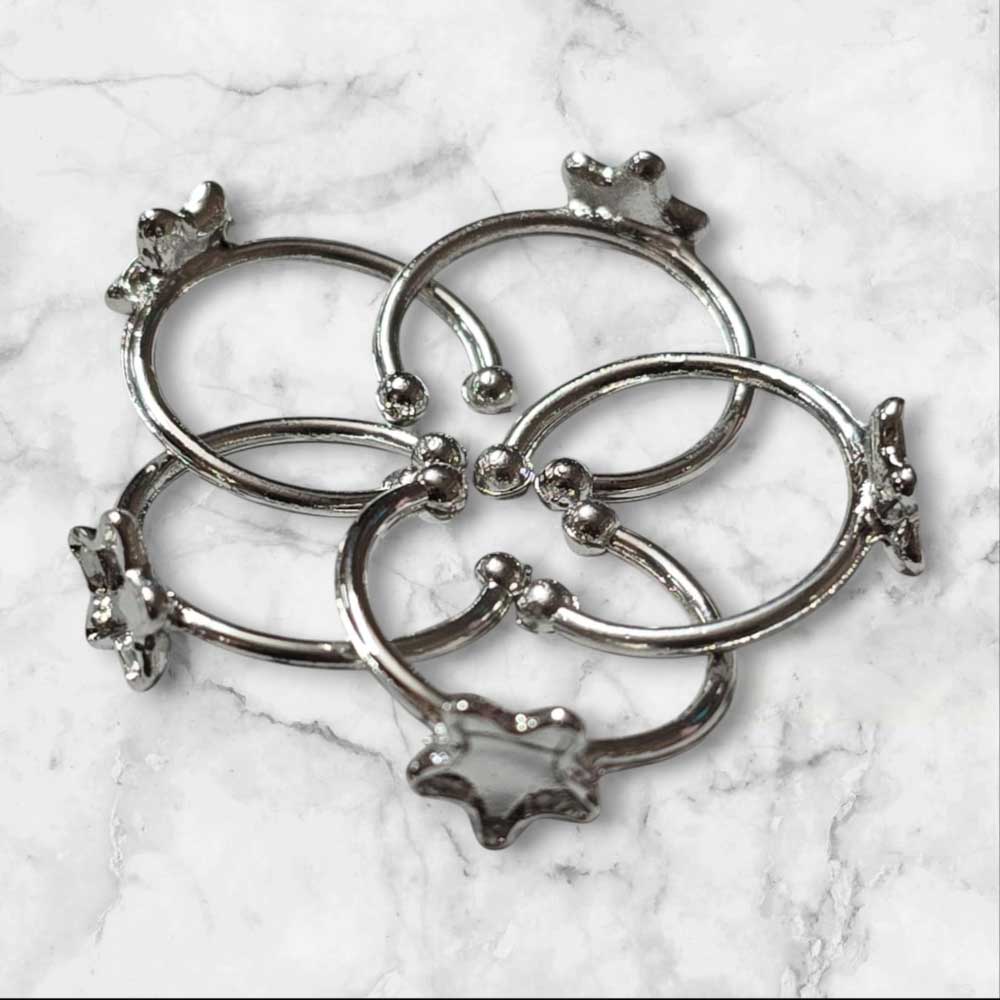 Ring Base Star Pointed Silver 5pc for Resin Art (TR146) 2