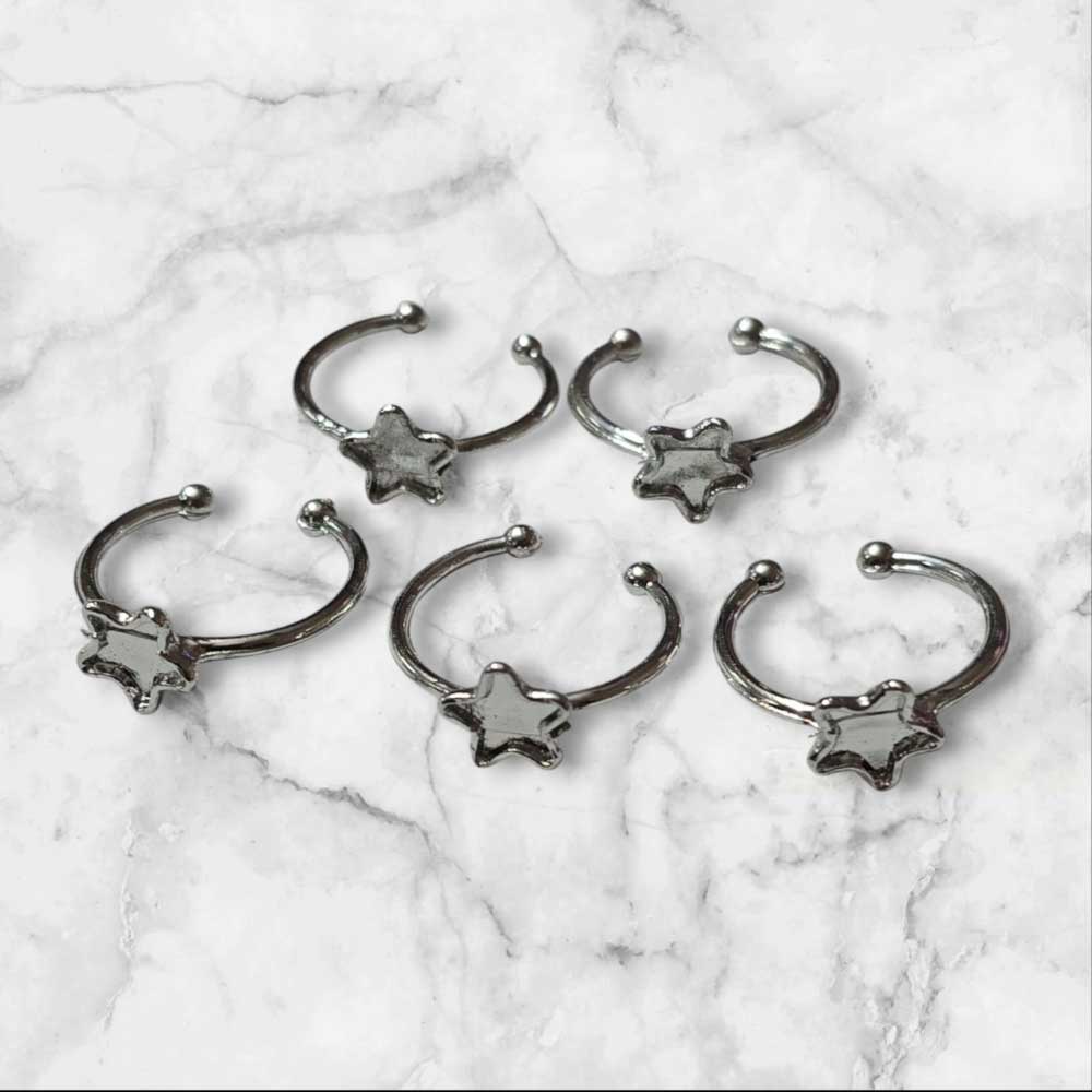 Ring Base Star Pointed Silver 5pc for Resin Art (TR146)