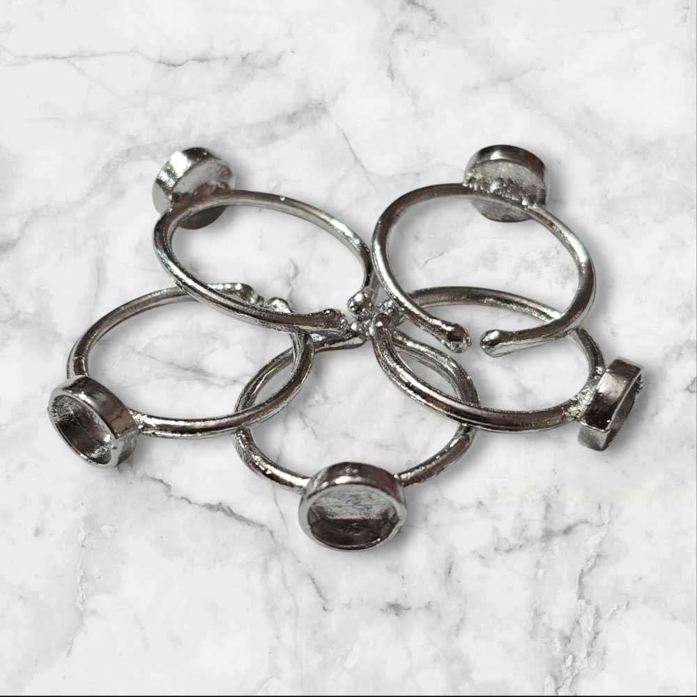 Ring Base Deep Round Pointed Silver 5pc for Resin Art (TR148) 2