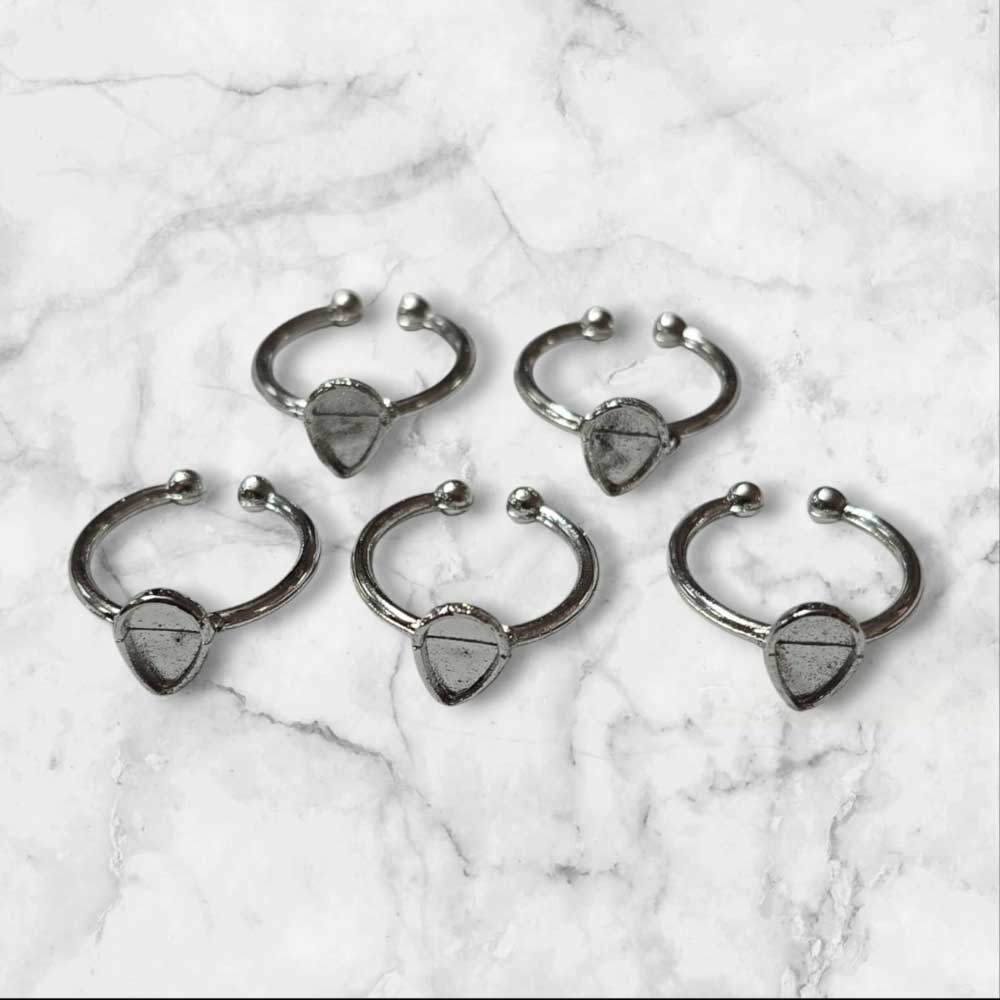 Ring Base Pointed Silver 5pc for Resin Art (TR150)