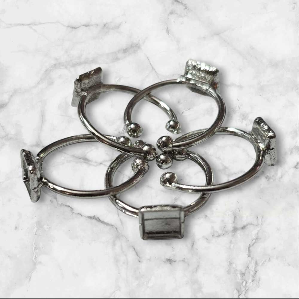 Ring Base Square Pointed Silver 5pc for Resin Art (TR151) 2