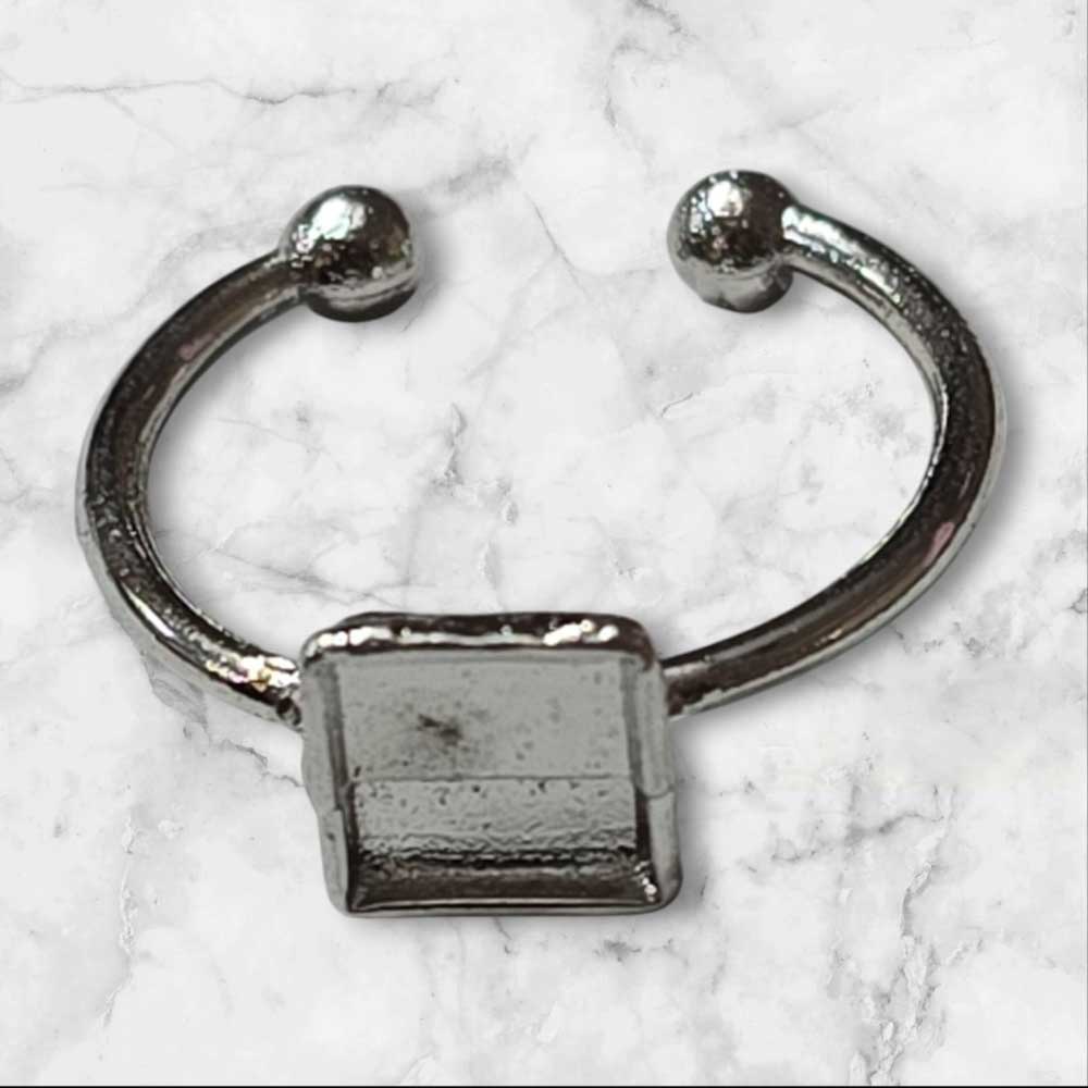 Ring Base Square Pointed Silver 5pc for Resin Art (TR151) 3