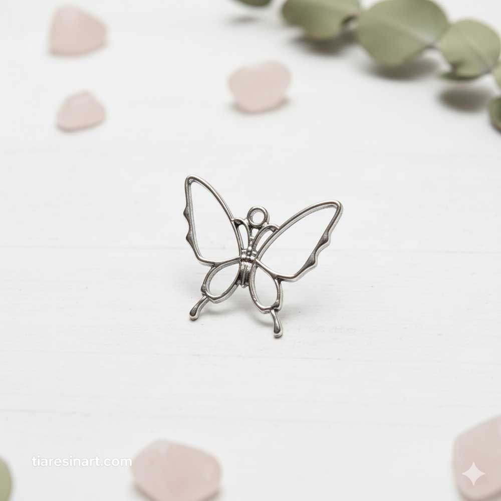 Butterfly Silver Metal Bezel Charms for Resin Jewelry & Crafting (5pc) (TR182) 2