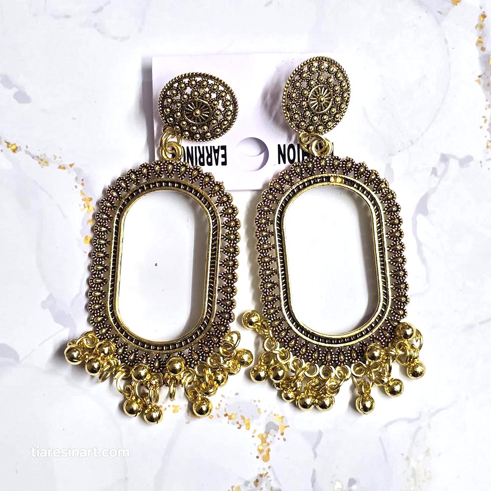Jhumka Earring Bezels Golden For Resin Art (210)