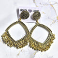 Rhombus Jhumka Earring Bezels Golden For Resin Art (TR217)