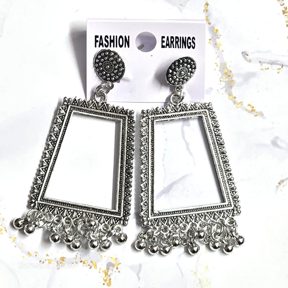 Jhumka Earring Bezels Silver For Resin Art (229)