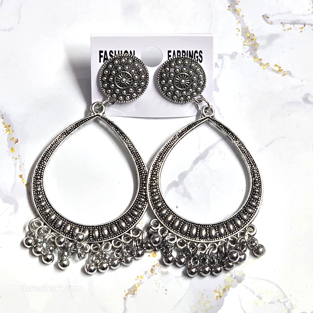 Jhumka Earring Bezels Silver For Resin Art (230) 2