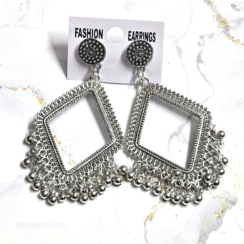 Jhumka Earring Bezels Silver For Resin Art (231)