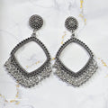 Rhombus  Jhumka Earring Bezels Silver For Resin Art (TR235)