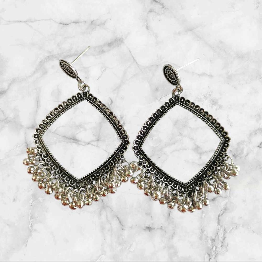 Rhombus  Jhumka Earring Bezels Silver For Resin Art (TR235) 2