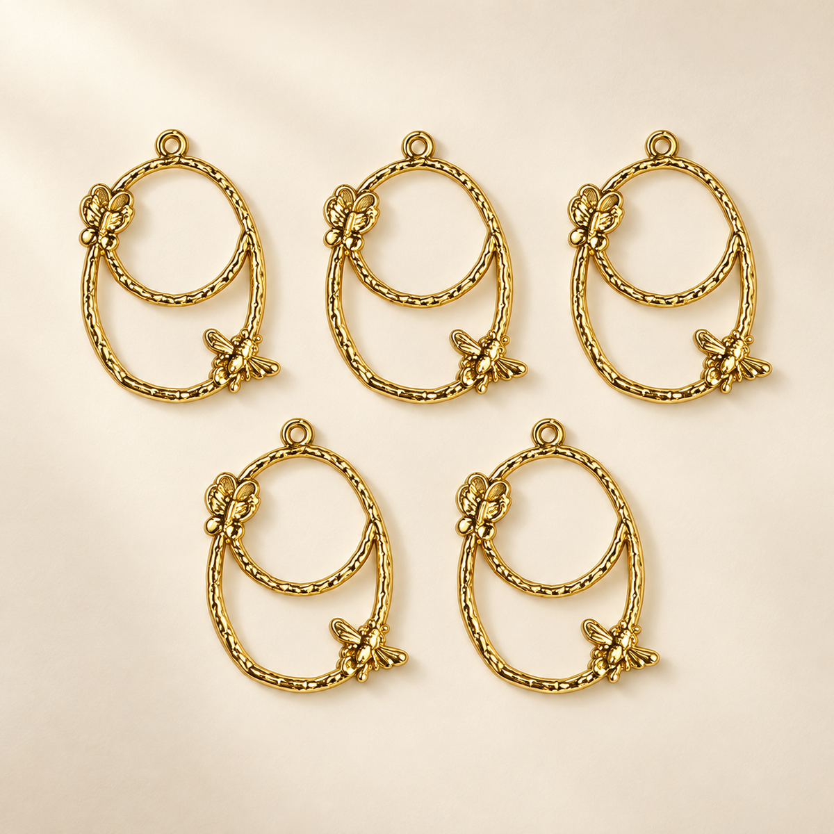 Golden Double Oval Butterfly Bezel Frames Pack of 5 - Premium Product Image - TR361