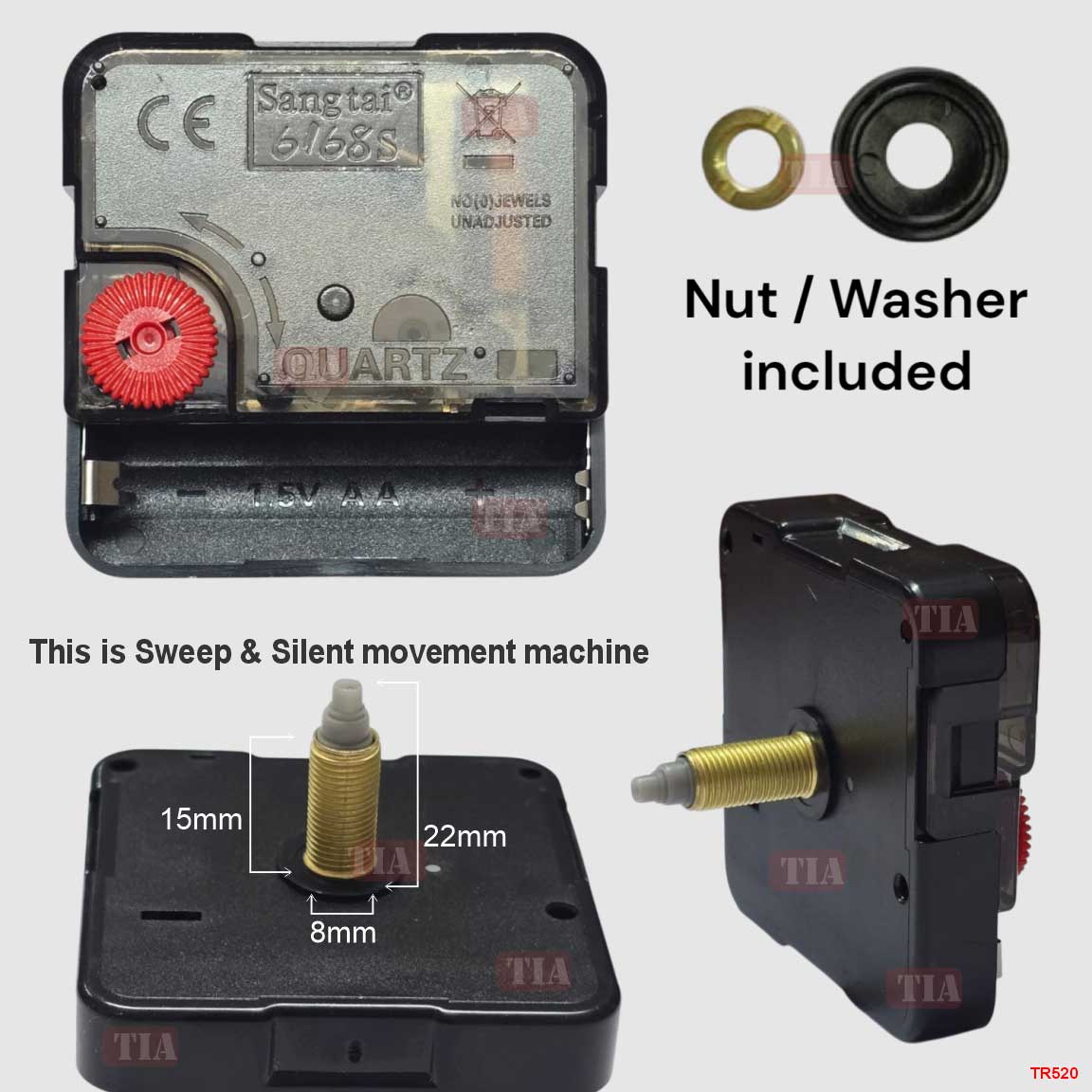 22mm Sweep and Silent Clock Machine (TR520)