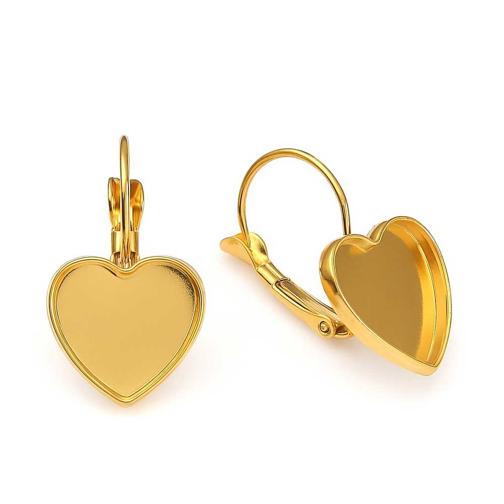 Heart Lever Back Base Golden 2pair (TR985)