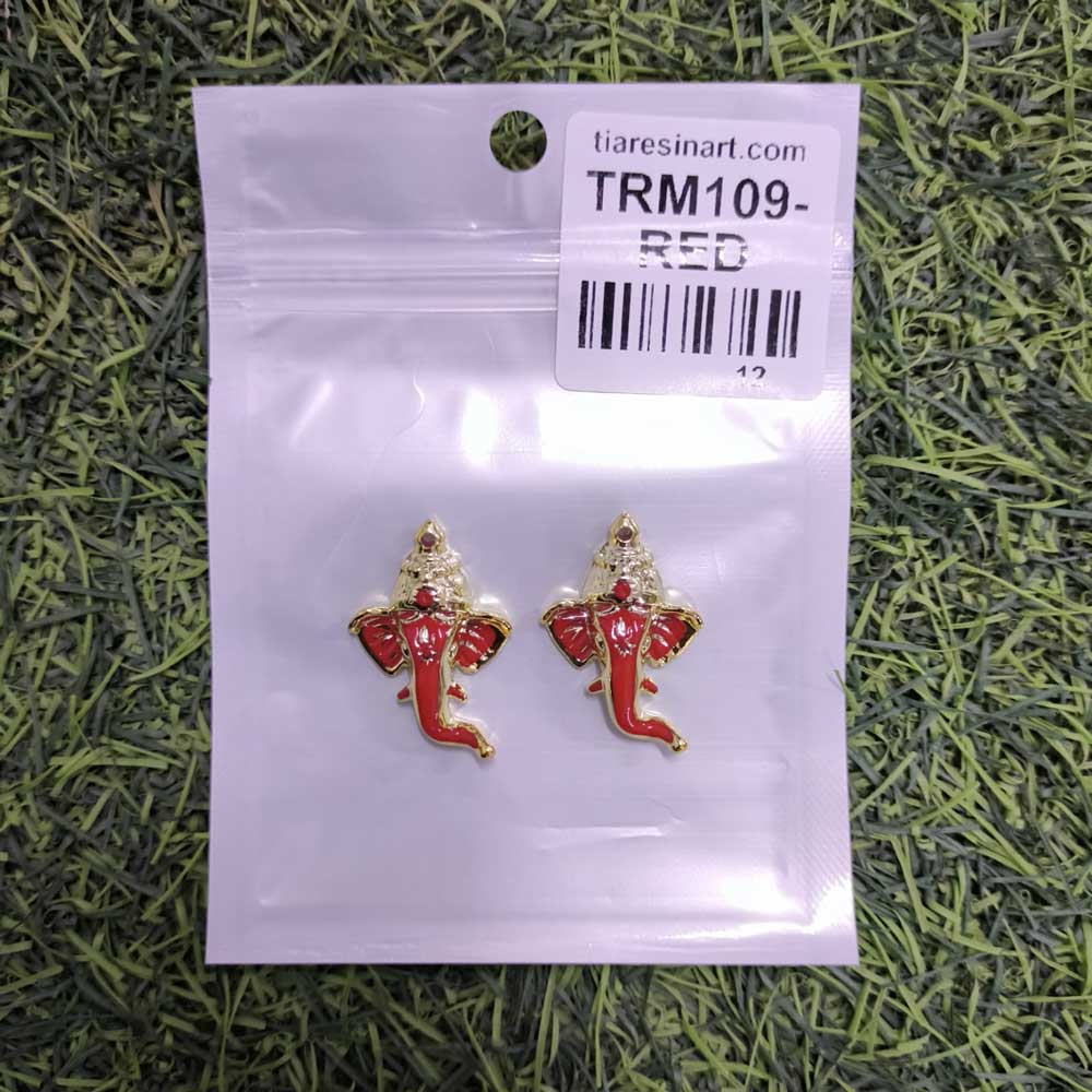 Ganesha Gold Idol Red Small (6pc)