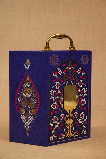 Royal Blue Acrylic Diwali Hamper Box – 4 Jar Luxury Gift Packaging