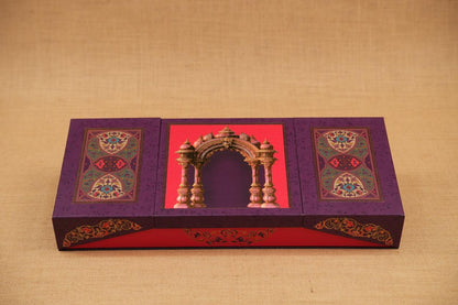 Raj Mahal Royal Diwali Hamper Box – 4 Hexa Jars with Cavity