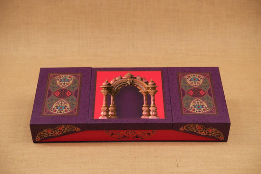 Raj Mahal Royal Diwali Hamper Box – 4 Hexa Jars with Cavity