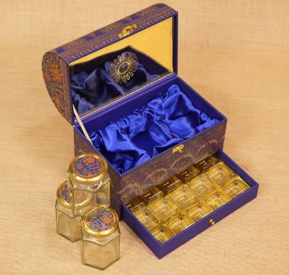 Royal Pitara Diwali Hamper Box – 3 Hexa Jars with Cavity