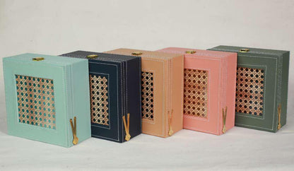 Rattan Charm Gift Box – Elegant MDF Hamper with Satin Interior