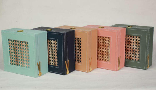 Rattan Charm Gift Box – Elegant MDF Hamper with Satin Interior