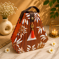 Kenzio burnt orange burgundy and ivory Scodix printed MDF dry fruit gift box with three jars - closed view