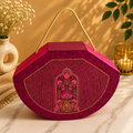 Kenzio fuchsia pink and gold Scodix printed MDF dry fruit gift box with three jars - closed view