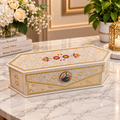 Kenzio ivory pearl and antique gold Kappa Board dry fruit gift box with 3 jars closed view