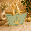 Kenzio mint green and gold Scodix printed MDF dry fruit gift box with five jars - closed view