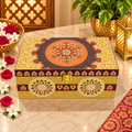 Kenzio mustard gold and deep maroon mandala floral Scodix printed 2 jar dry fruit gift box closed view
