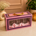 Kenzio royal purple and blush pink Scodix printed MDF gift box with three jars - closed view