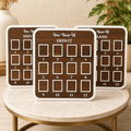 Personalised baby first year milestone photo frame in American walnut finish with 12 photo slots