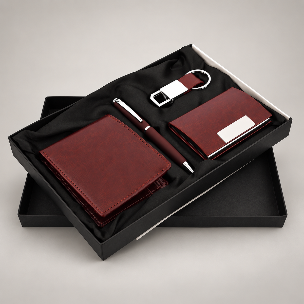 Corporate gift set 132: Pen, Keychain, Cardholder & Wallet
