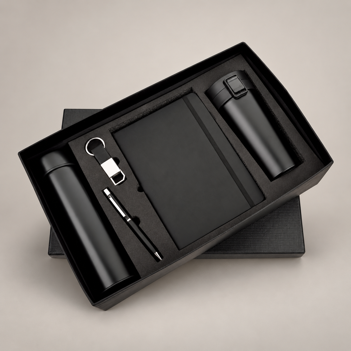 Corporate gift set 208: Diary, Pen, Temperature Bottle, Keychain, & Vacuum Coffee Mug