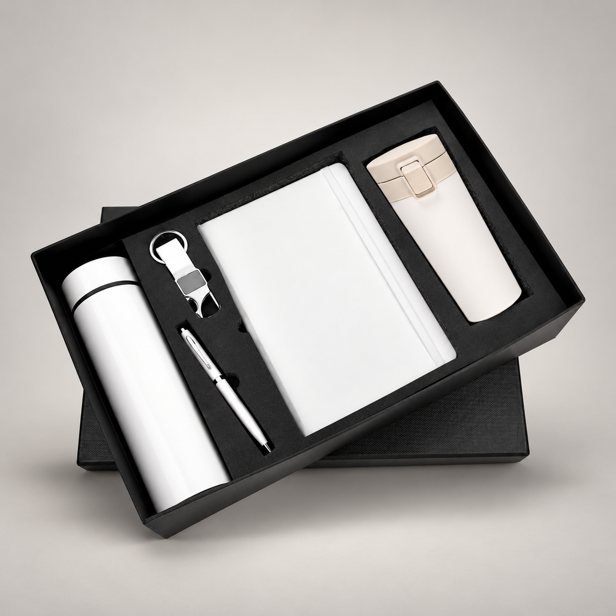Corporate gift set 211: Diary, Pen, Temperature Bottle, Keychain, & Vacuum Coffee Mug