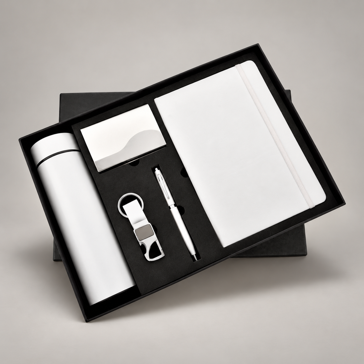 Corporate gift set 216: Diary, Pen, Keychain, Cardholder & Temperature Bottle