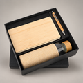 Corporate gift set 259: Wooden Diary, Pen & Glass Bottle with Jute Cover
