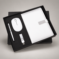 Corporate gift set 282: Wireless Optical Mouse, A5 Magnetic Notebook, Metal Stylus Pen & 32 GB USB Drive
