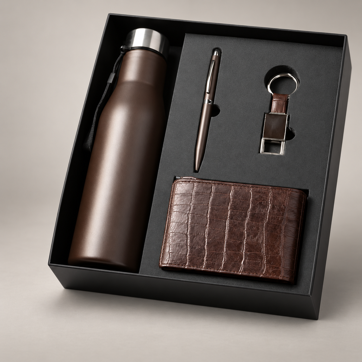Corporate gift set 312: Bottle, Pen, Keychain & Wallet