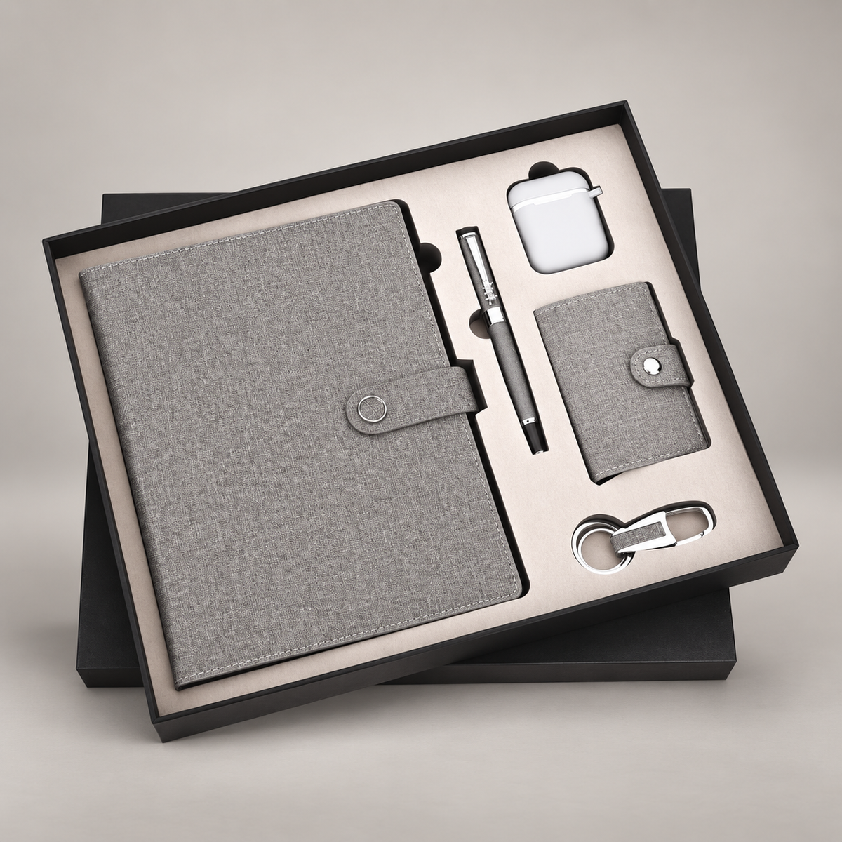 Corporate gift set 335: Diary, Pen, Keychain, Cardholder & Earpods
