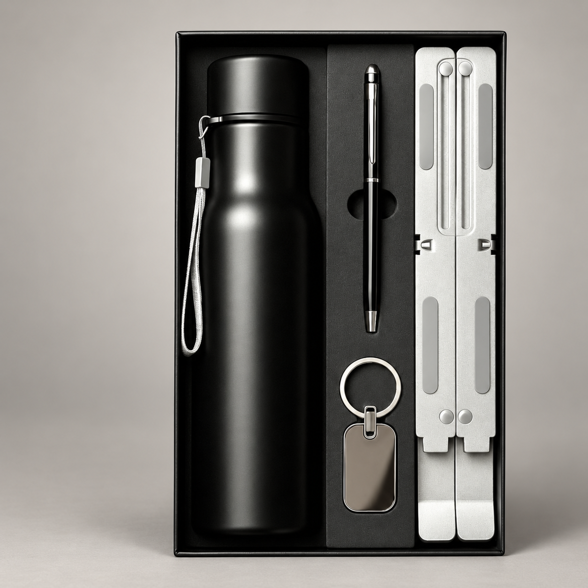 Corporate gift set 354: Bottle, Laptop Stand, Pen, Keychain