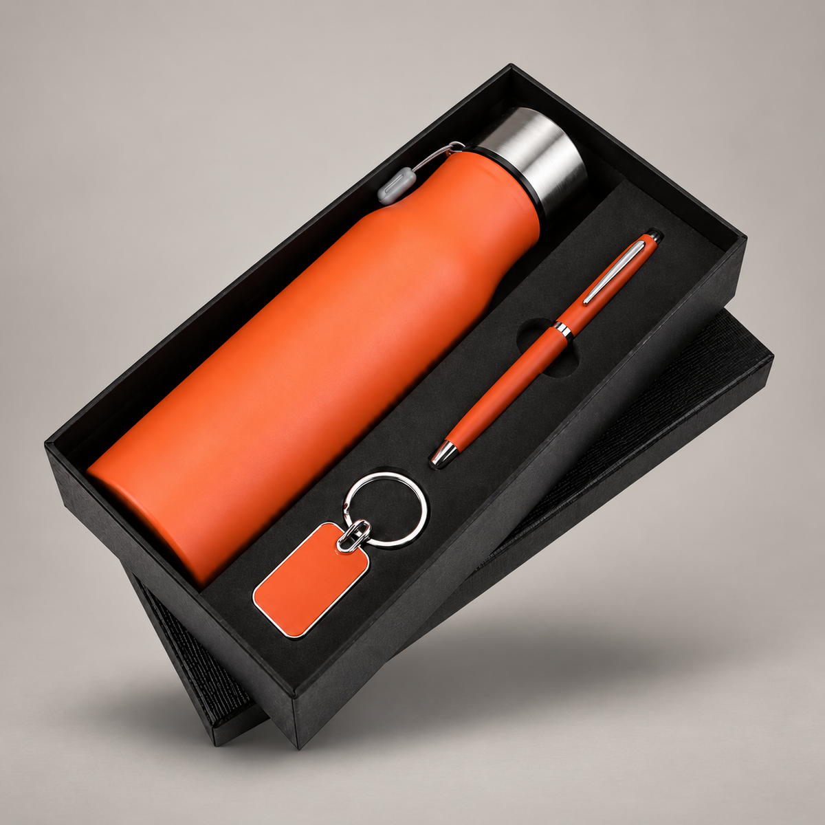 Corporate gift set 374: Bottle, Pen & Keychain