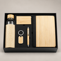 Corporate gift set 377: Bamboo Diary, Cardholder, Pen, Keychain & Glass Bottle with Jute Cover